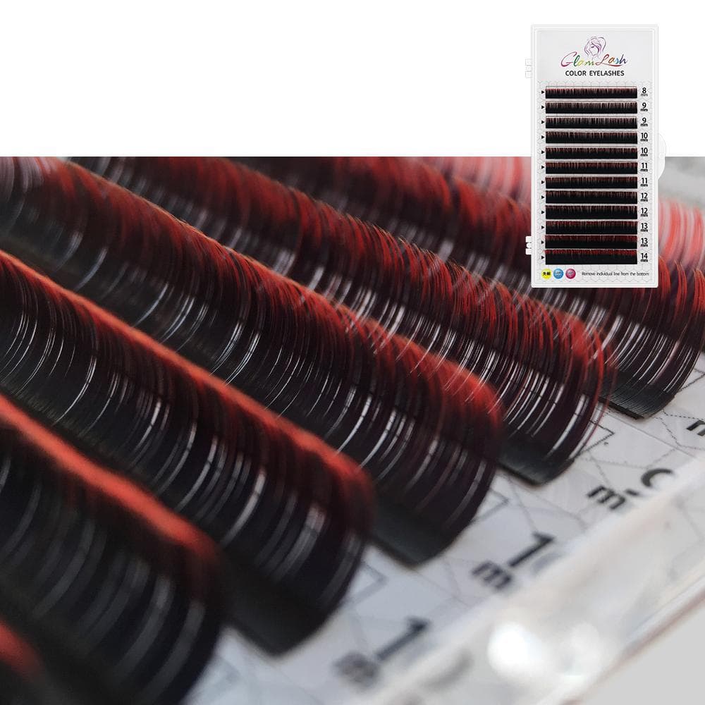 GLAMLASH Individual Gradient Extension eyelashes mixed color Red Green Blue Purple Makeup Lifting lashes 0.07mm C 8-14mmMIX black/red