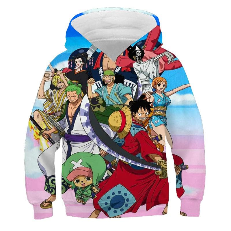 One Piece Hoodie Kids hooded Sweatshirt Anime Luffy Hoodie Kids Clothes Boys Girls Long Sleeve Autumn Warm Pullover Casual Tops XL