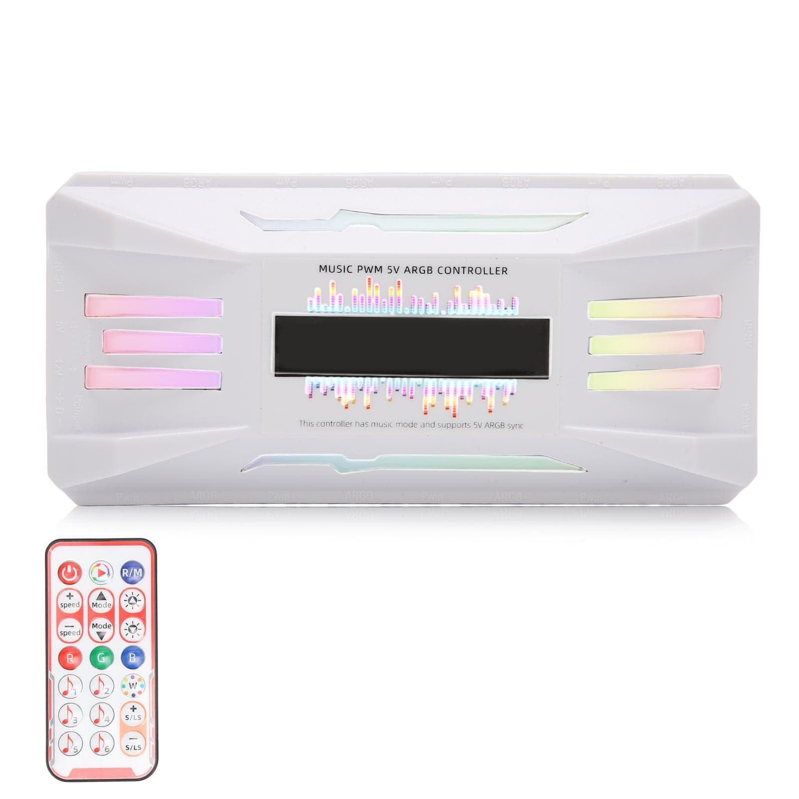 PWM Fan Temperature Controller White Remote Control Support 8x4pin 10x5V 3pin ARGB Computer RGB