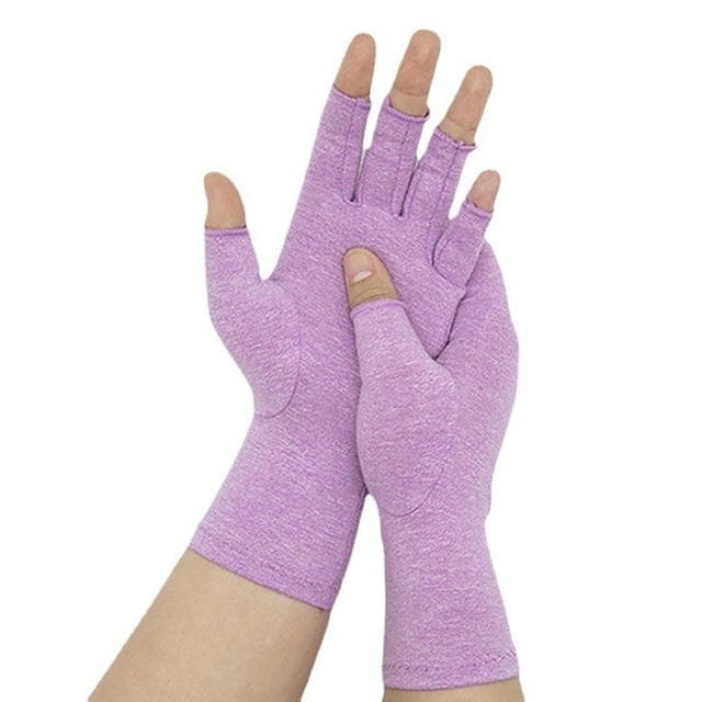 1 Pair Compression Gloves Wrist Support Joint Pain Relief Hand Brace Women Men Therapy Wristband Compression Gloves L (20-24CM) purple