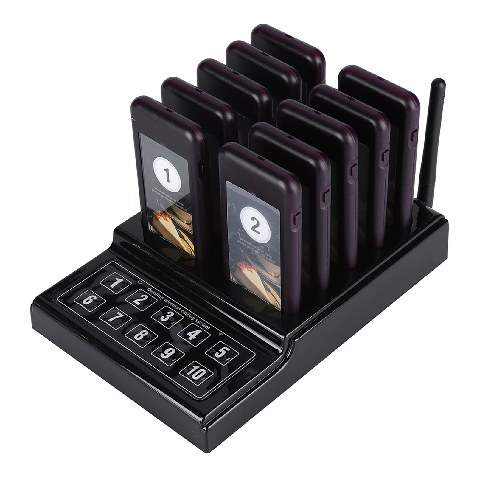 Wireless Pager System Restaurant Queuing Calling System 10 Pager EU Plug