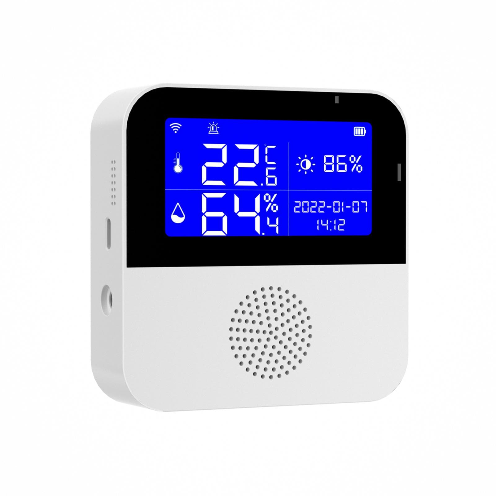 Wi-Fi Temperature Humidity Meter Indoor Hygrometer Temperature Sensor Alarm Tuya APP Control without Temperature Probe white