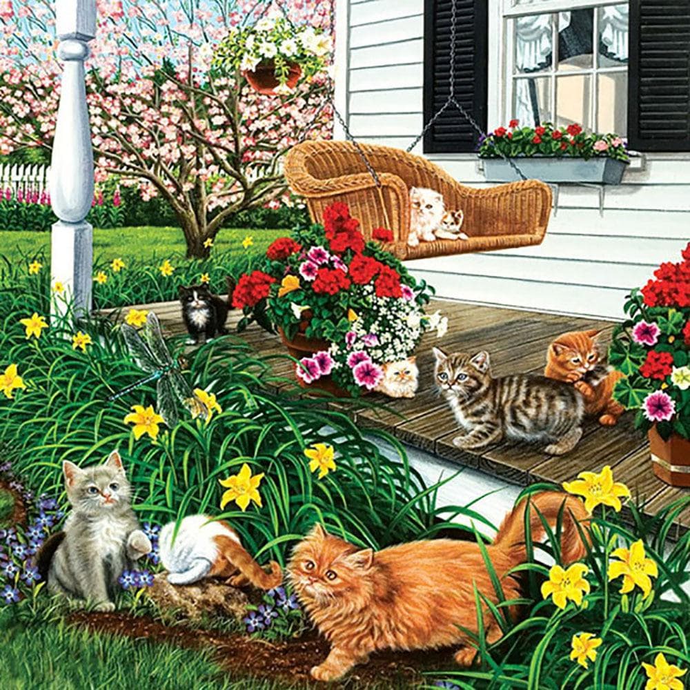 DIY 5D Full Diamond Painting Cross Stitch Garden cat Diamond Embroidery Needlework 30X30CM