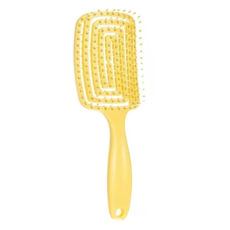 1Pcs Elastic Massage Comb Hollow Out Hair Brush Scalp Massage Combs Hair Styling Detangler Fast Blow Drying Detangling Tool yellow