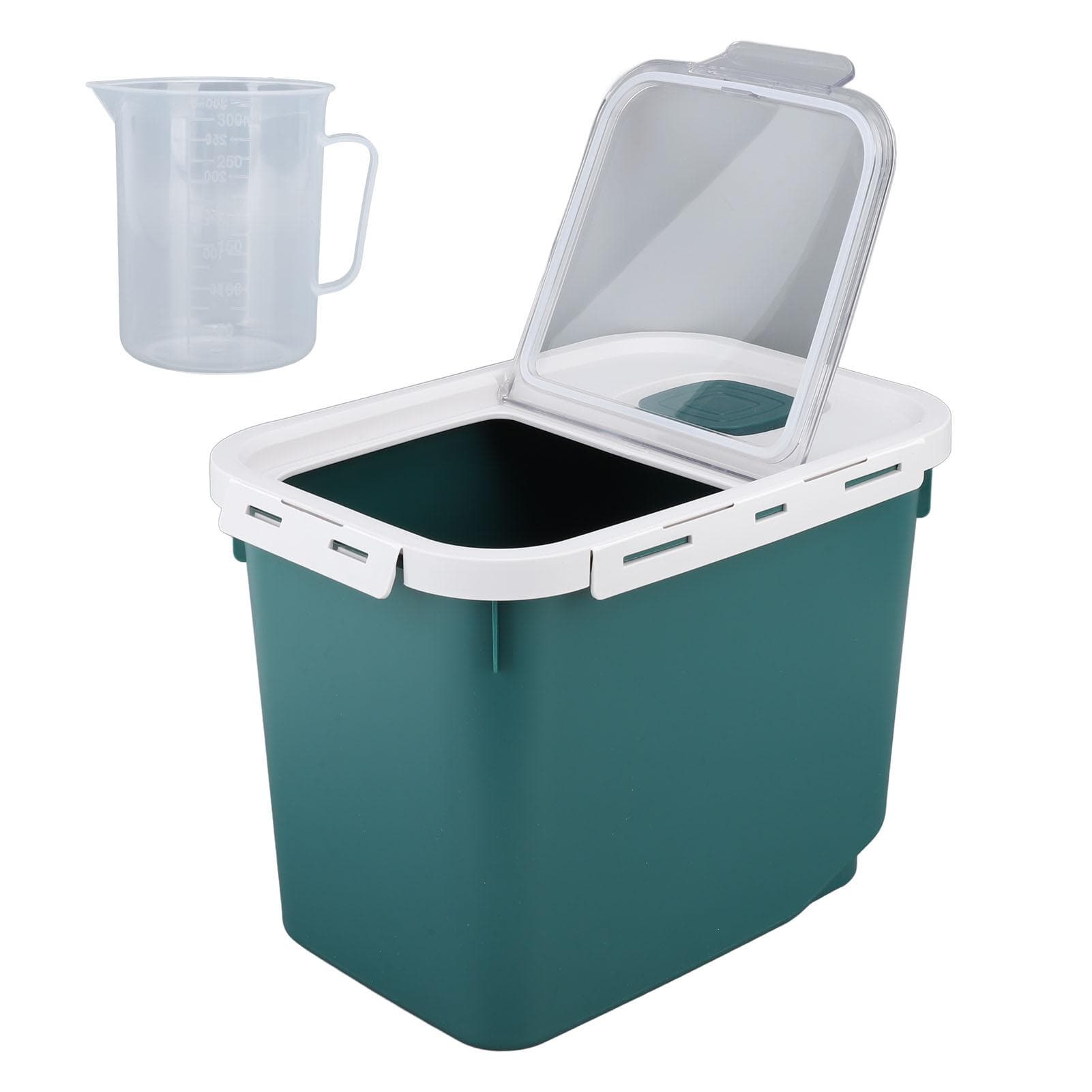22lb Rice Storage Container Transparent Flip Top Rice Flour Storage Box Airtight Dampproof Large Green