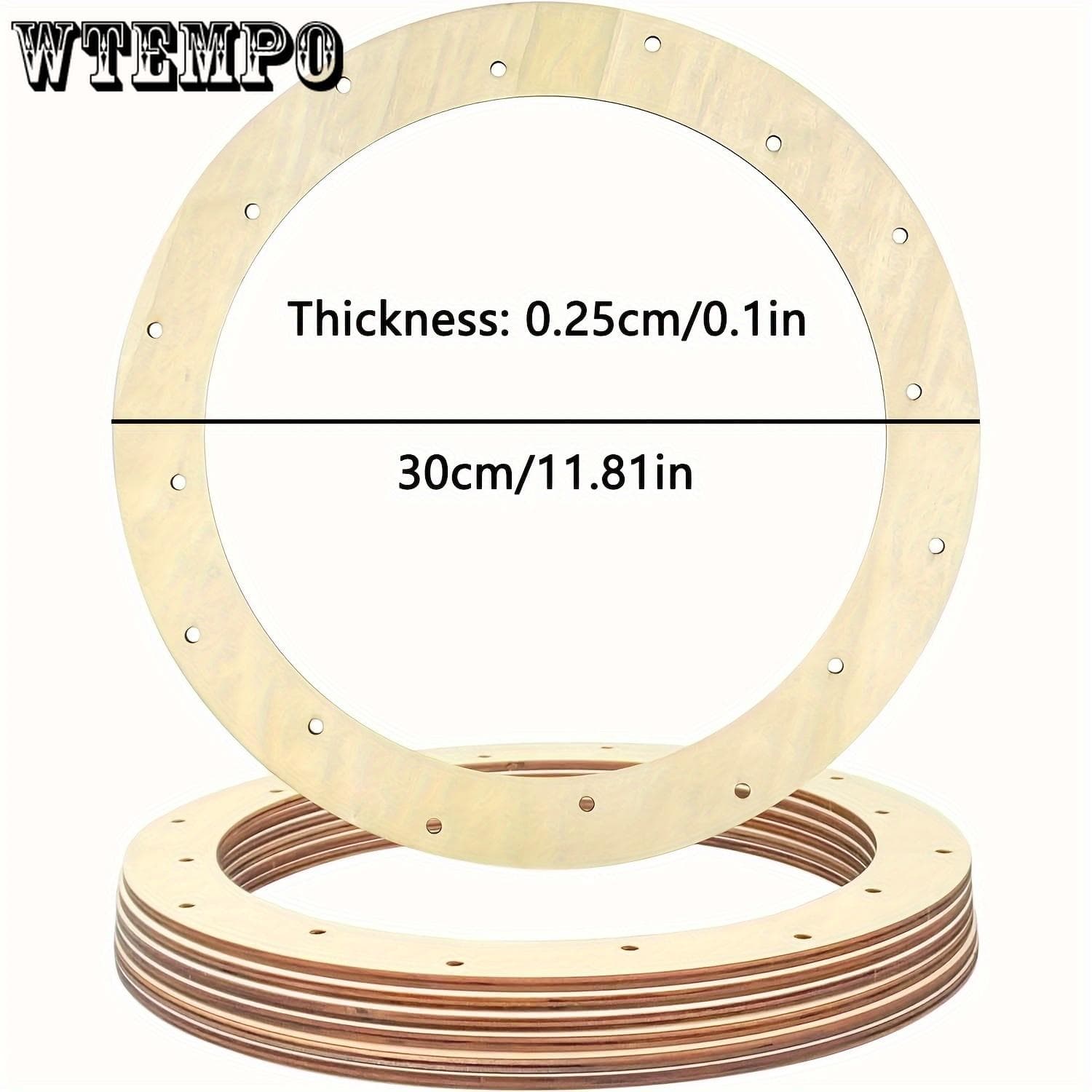 6pcs 12 Unpainted Wooden Wreath Frames with 16 Holes - DIY Craft Rings for Floral Arrangements, Garlands & Home Decor 6pcs