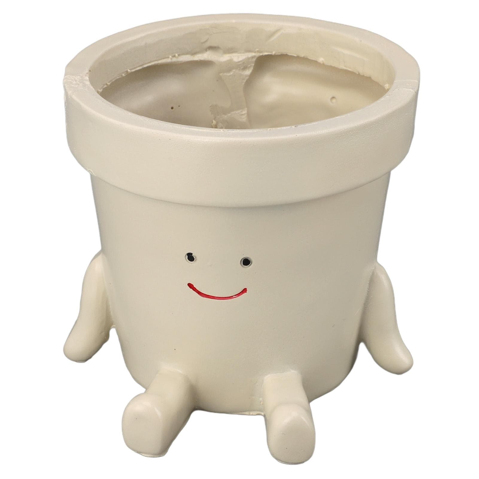 Sitting Flower Pot Cute Face Resin Planter Decorative Succulent Flowerpot with Drain Hole for