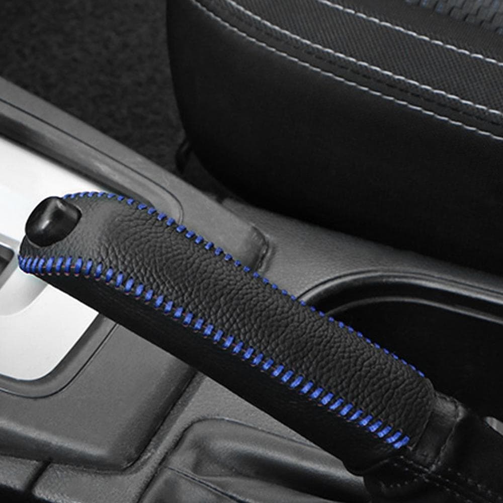 Leather Gears Handbrake Cover Auto Interior for Volkswagen VW Polo Passat B5 B6 B7 CC Golf 4 5 6 7 Touran T5 Tiguan Bora blue