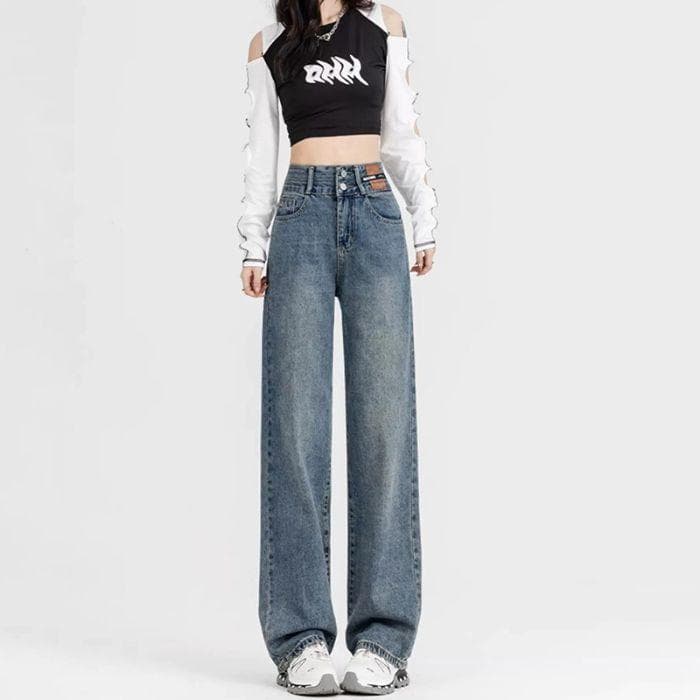 Small Narrow Version Straight Wide-leg Jeans for Women In Autumn and Winter New Style of Hip-covering High Waist Plus Velvet Thickened Casual Jeans XXL