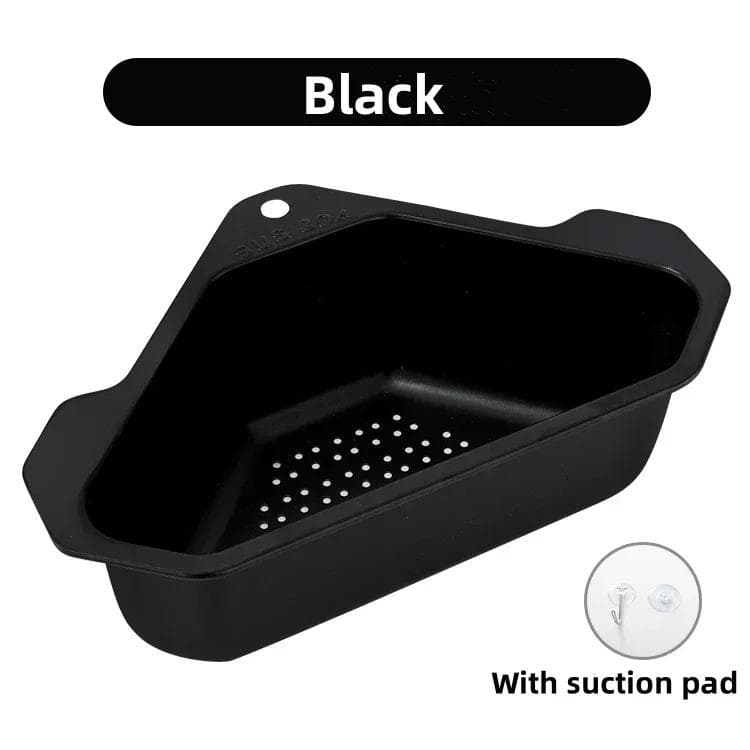 Kitchen Sink Filter Stainless Steel Triangle Drain Basket Shelf Fruit Vegetable Drainer Storage Rack Basket Bar with Suction Cup