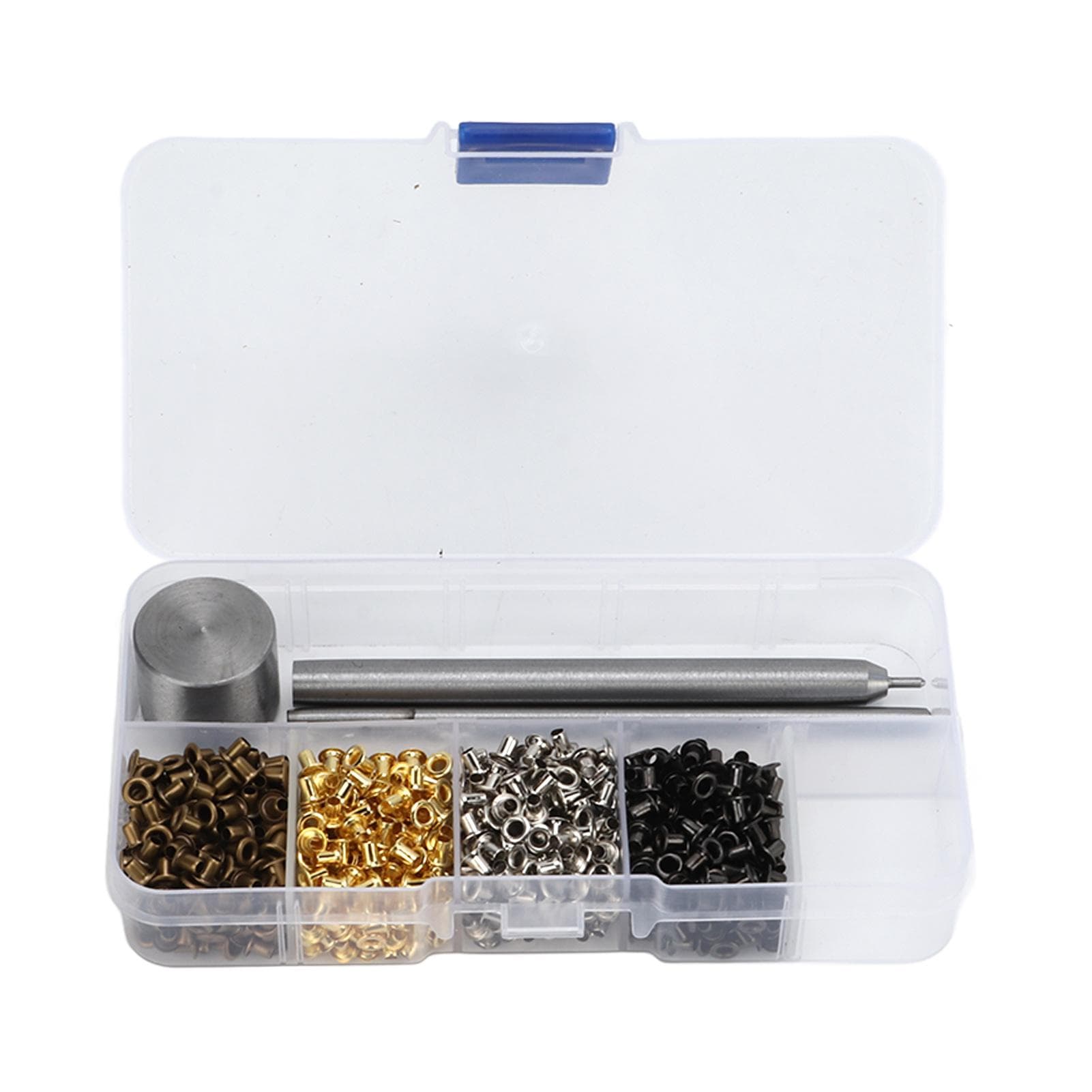 Grommets 2mm Plated Copper Metal Grommet Kit Shoelaces Belts Eye Buckles With Plastic Storage Box