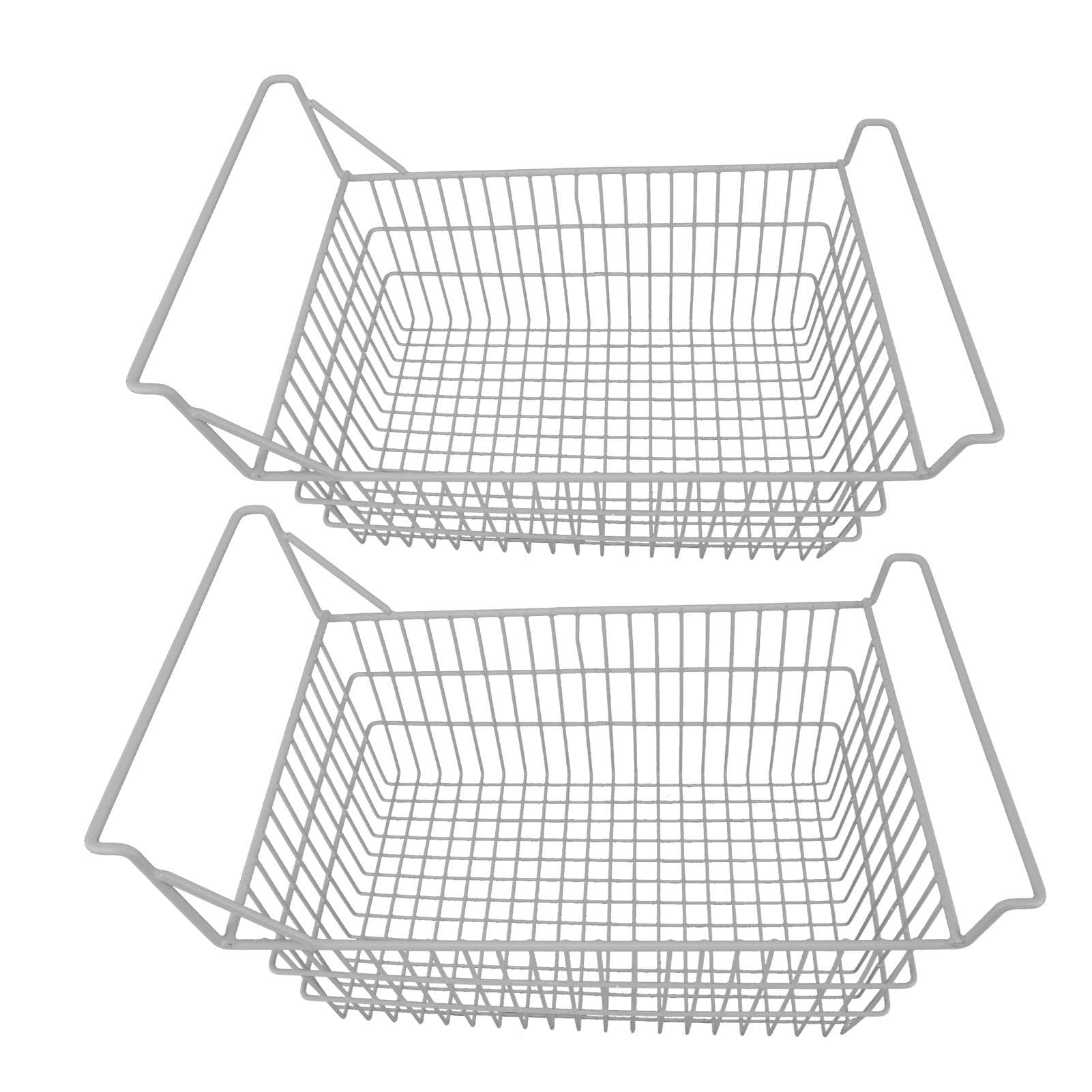 2pcs Freezer Baskets for Chest Freezer Household Wire Storage Basket Bins Organizer with High Low 50x24cm / 19.7x9.4in