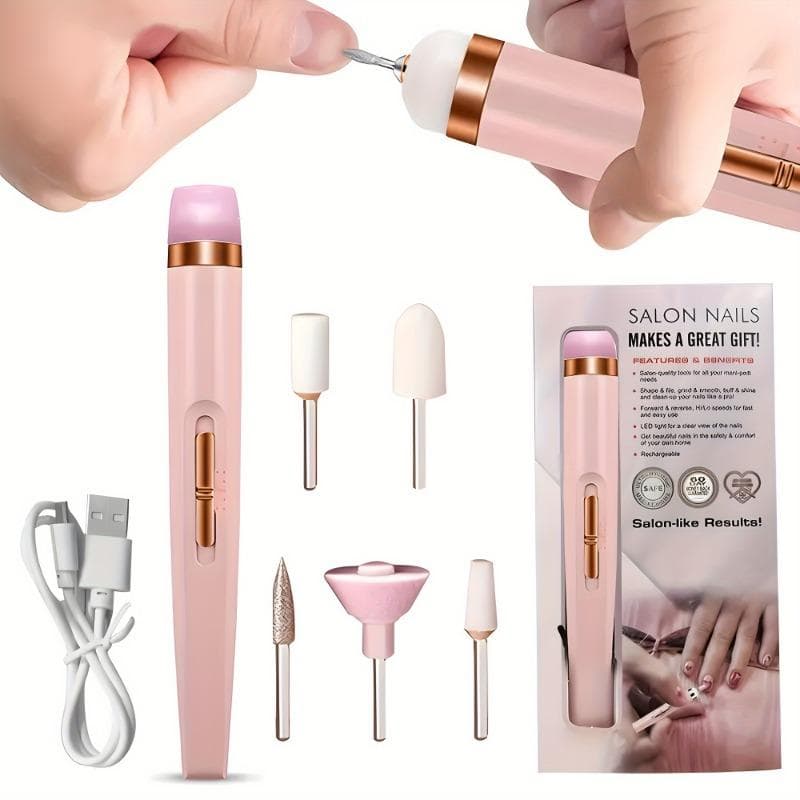 Electric Nail Polishing Machine Rechargeable Portable Nail Grinder Low Noise Professional Manicure Pedicure Set pink