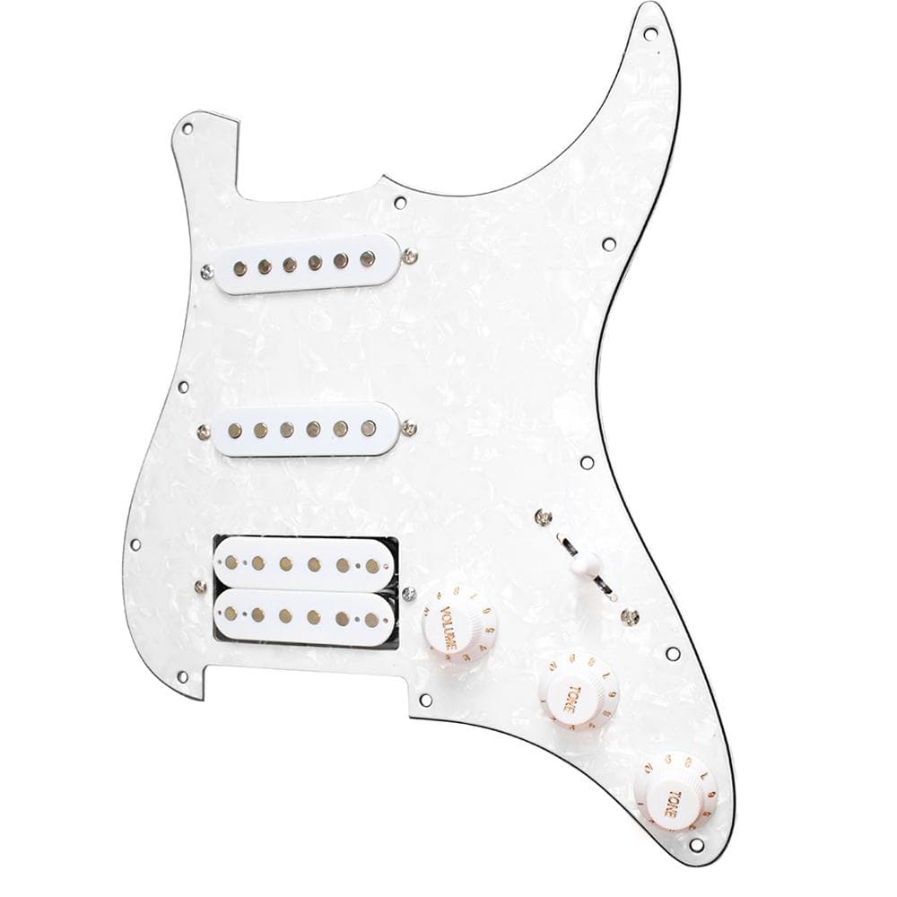3-ply SSH Loaded Prewired Pickguard Humbucker Pickups Set for Strat ST Electric Guitar White Pearl white