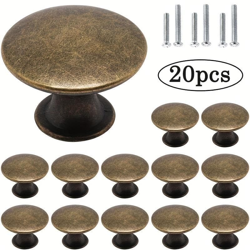 12/20pcs Cabinet Knobs Made of Zinc Alloy, 1.14*0.83 Inches, Teal Kitchen Cabinet Knobs, Hardware Round Pulls, for Drawer, Dresser Knobs, with Screws 20PCS