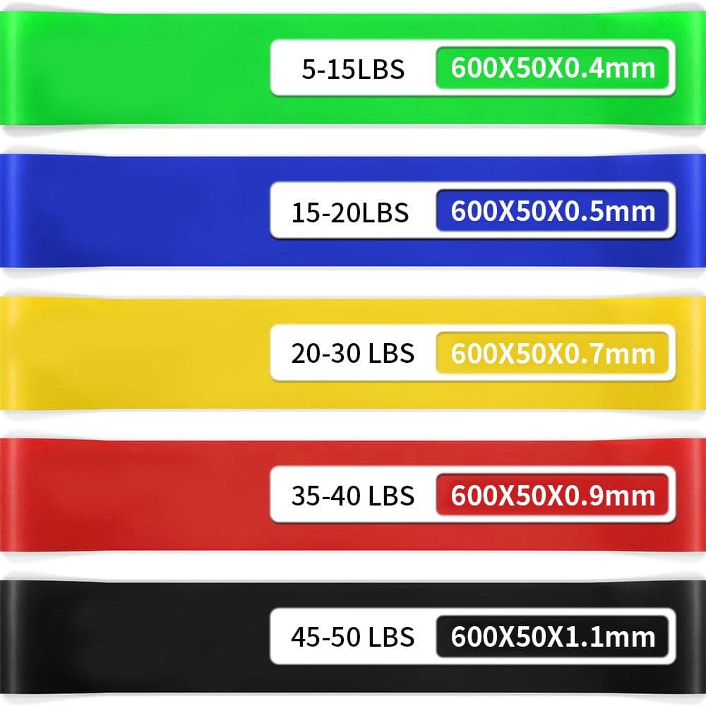 Set of 5 TPE Resistance Bands Fitness Elastic Yoga Sport Exercise Bands Strength Training Home Workout Rubber Loop Gym Equipment