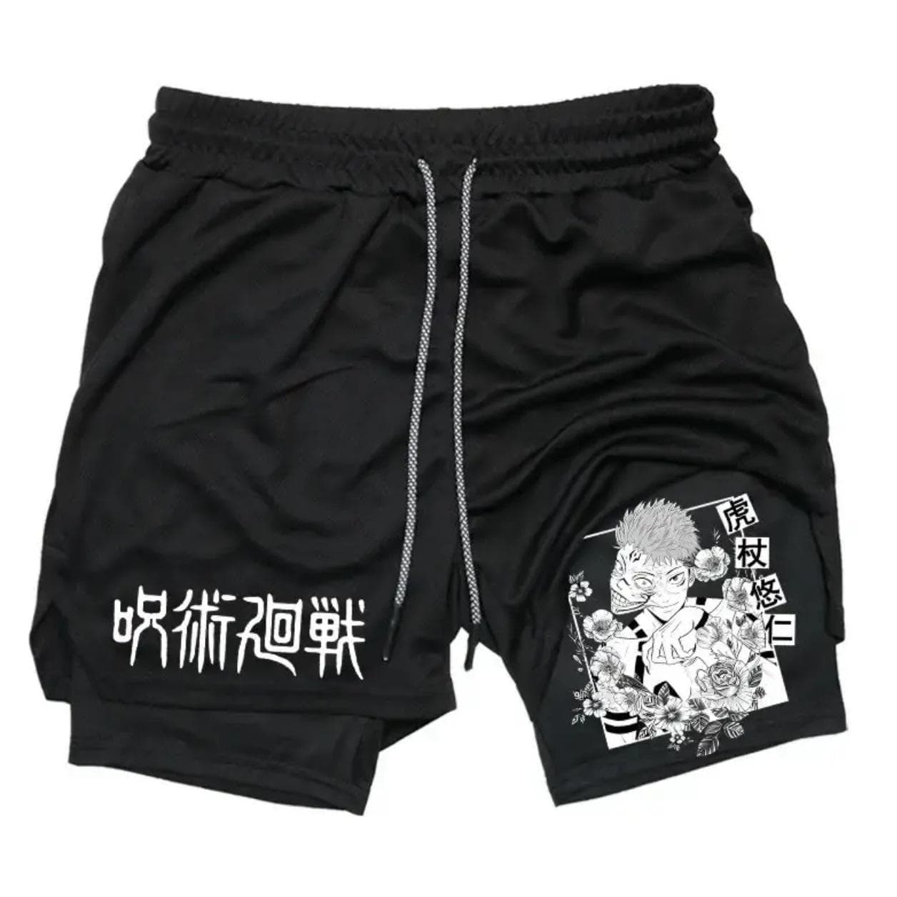 Jujutsu Kaisen Anime Print Double-Layer Beach & Fitness Shorts - Summer Style L