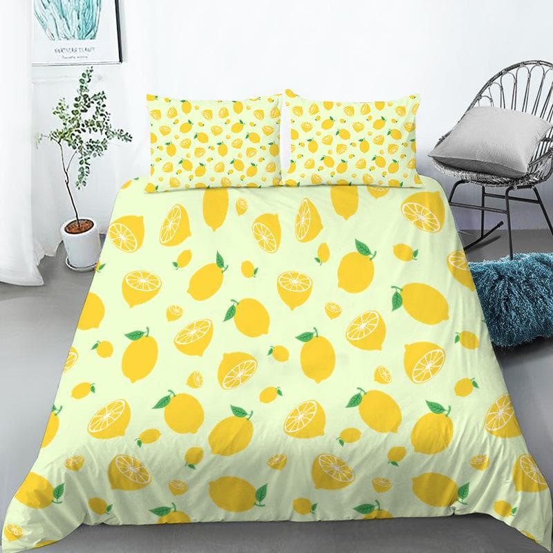 Fruit Bedding Set Full Queen Size For Kids Adults Lemon Watermelon Print Duvet Cover Set Quilt Cover Pillowcases Bedroom Decor EU Double(200x200cm)
