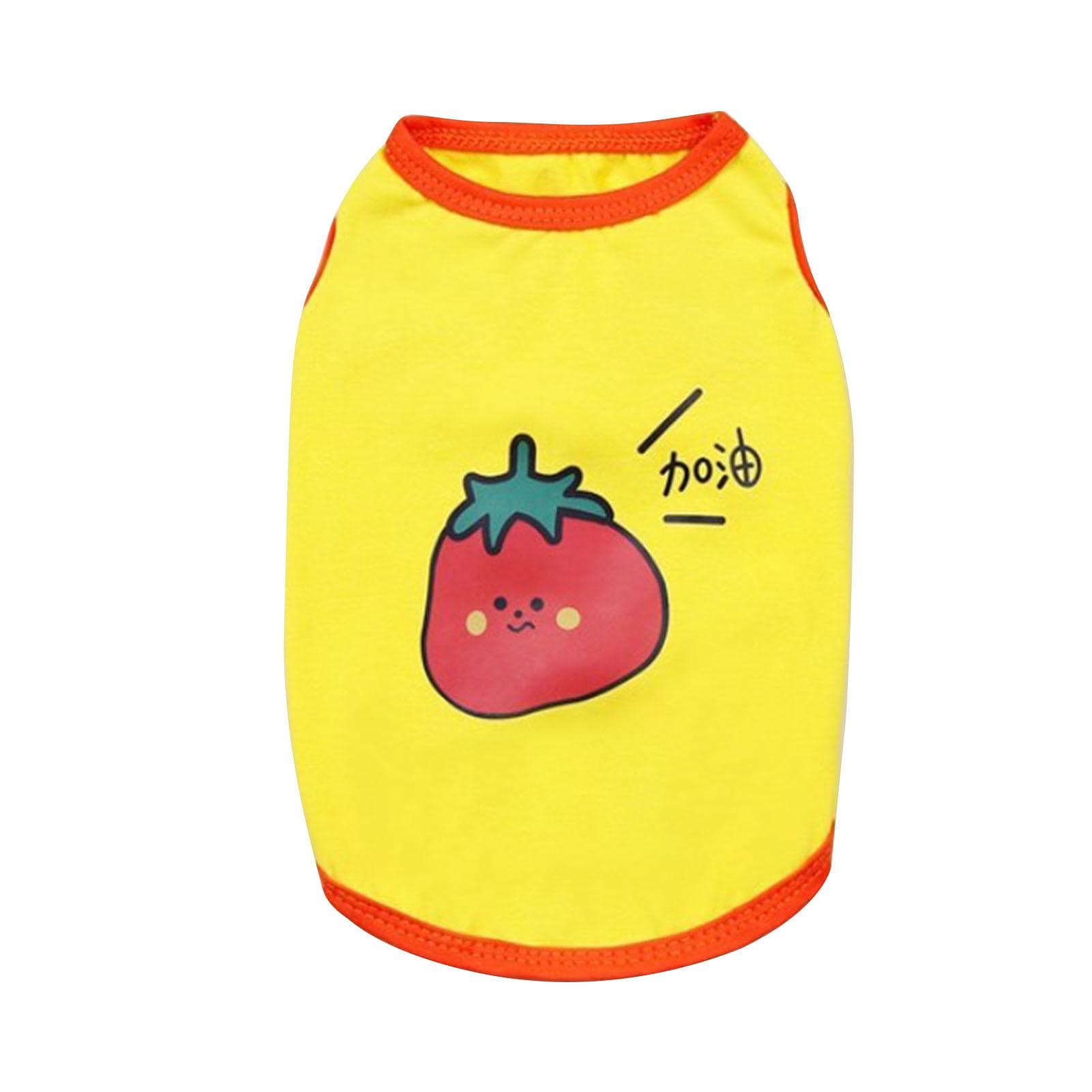 Sleeveless Puppy Tank Top Fruit Printing Cotton Dog Shirts Pet Clothing for Spring Summer Tomato XL M(for 4-6.5kg)