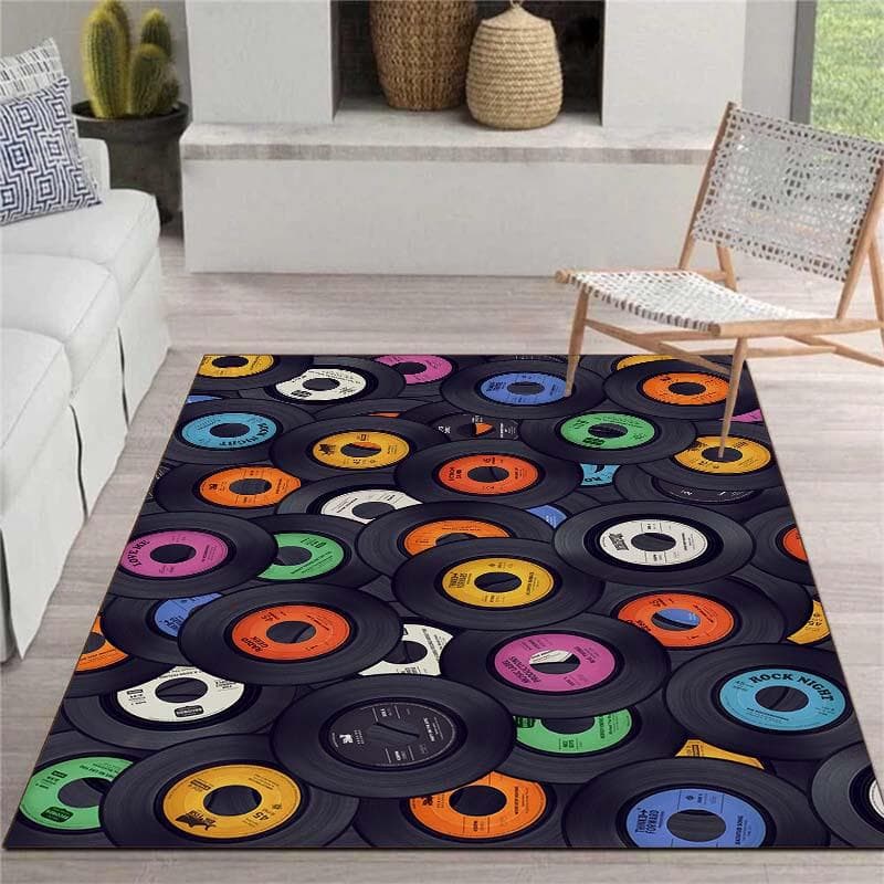 Classic Music Vintage Vinyl Record Carpet Rugs for Living Room Bedroom Sofa Kitchen Bathroom Non-Slip Floor Mats Kitchen Rug 30x50cm