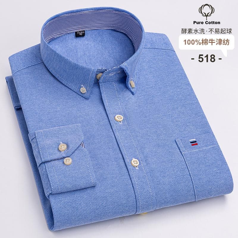100% Cotton Oxford Men's Shirts Long Sleeves Plaid Soft Regular Fit Formal Dress Shirt Pocket Social Blouse Male Clothes S-7XL 3XL