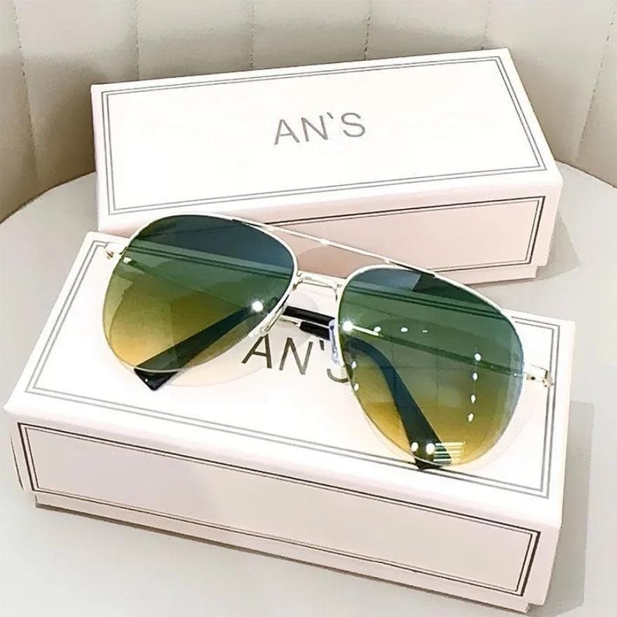 Fashion Gradient Sunglasses for Men Big Frame Pilot Sun Glasses Anti-reflective Brand Design