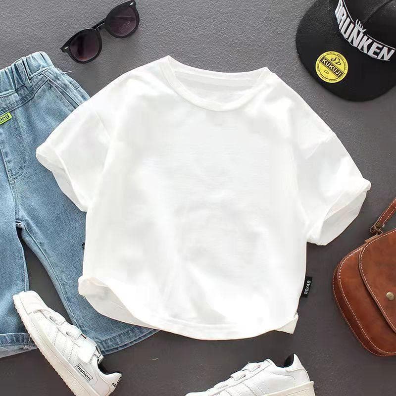 Summer Children's Clothing, Children's Short-sleeved T-shirt, Pure Cotton, Boy's Half-sleeved T-shirt, Baby Top, Girl's Bottoming Shirt 140cm