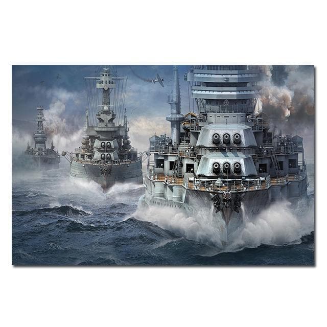 World of Warships Bismarck Battleship Painting Canvas Poster HD Printed Wall Art Pictures Modern Living Room Home Decoration 60X80cm Unframed