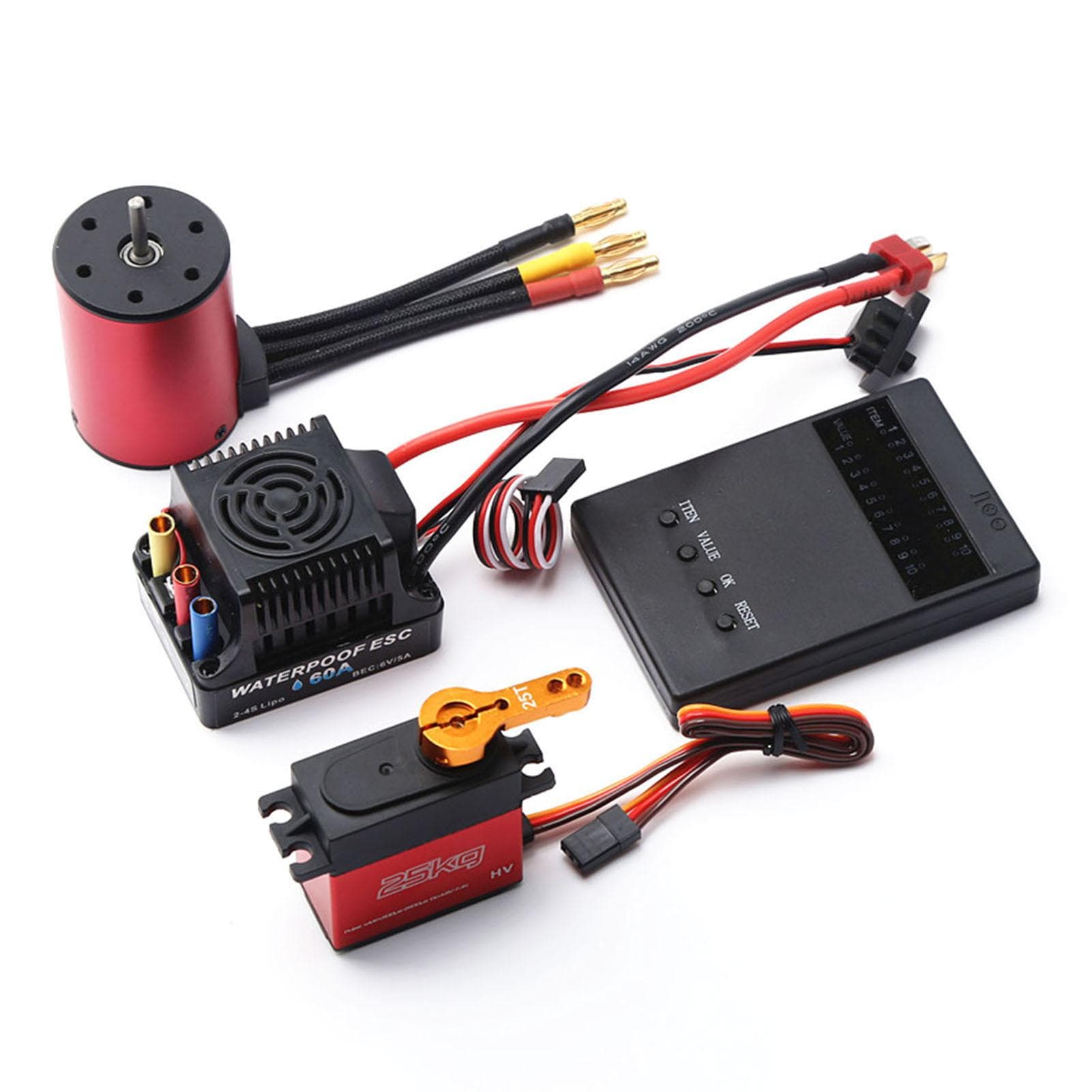 4300KV Brushless Motor 3650 Waterproof Motor with 60A Brushless ESC 2-4S Lipo 25KG Digital Servo 3100KV multicolour