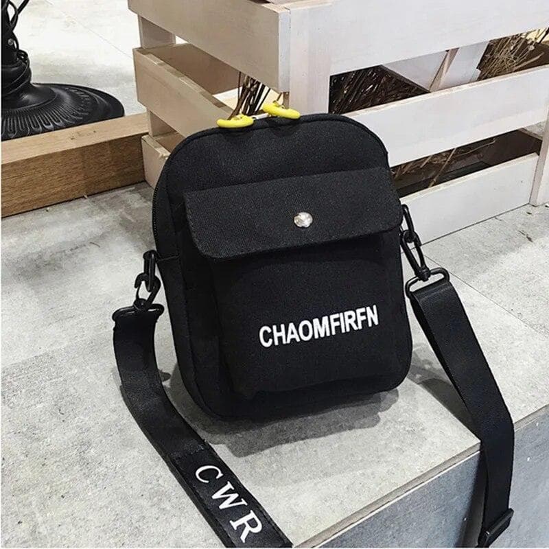 Women Shoulder Bag Chest Bag Printed Cute Wallet Multifunction Mobile Phone Canvas Small Coin Purse Crossbody Bags Female Bag black