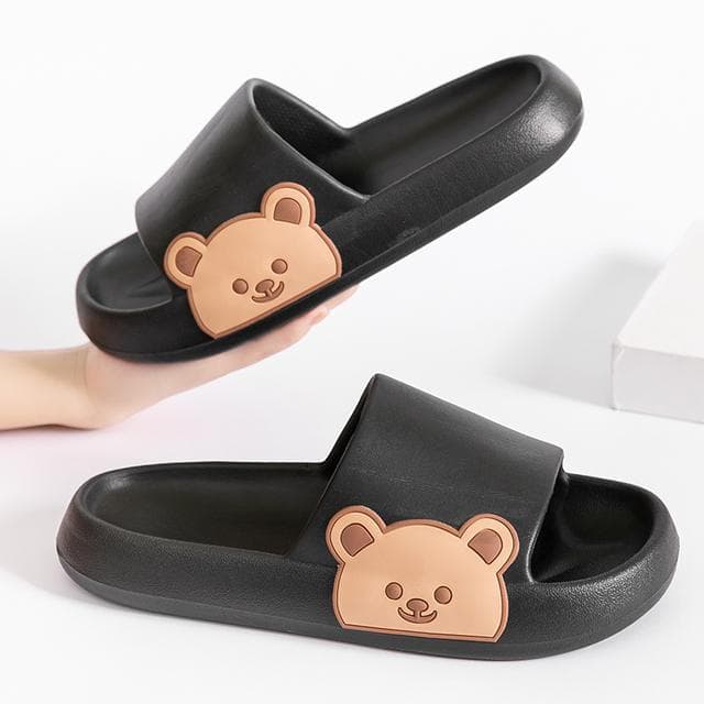 Summer New Women Men Slippers Sandals Beach Slides Flip Flops Cartoon Bear Thick Sole Boys Girl Unisex Bathroom Shoes Zapatillas 43