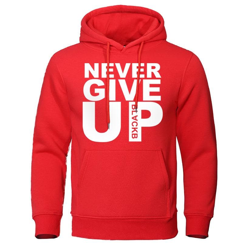 Men's Hoodies Brand Sweatshirts Soft Autumn Winter Tracksuit Never Give Up Print Tops Cotton Streetwear Quality Male Pullovers 3XL