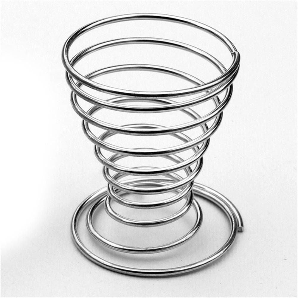 Stainelss Steel Spring Wire Tray Egg Cup Boiled Eggs Holder Stand Storage Metal Egg Cup Spiral Spring Holder Kitchen Breakfast
