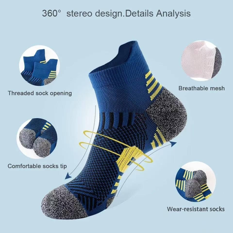 1 Pair Men's Sport Socks Breathable Outdoor Running Basketball Socks Quick-drying Socks Training Short Tube Socks For Men blue
