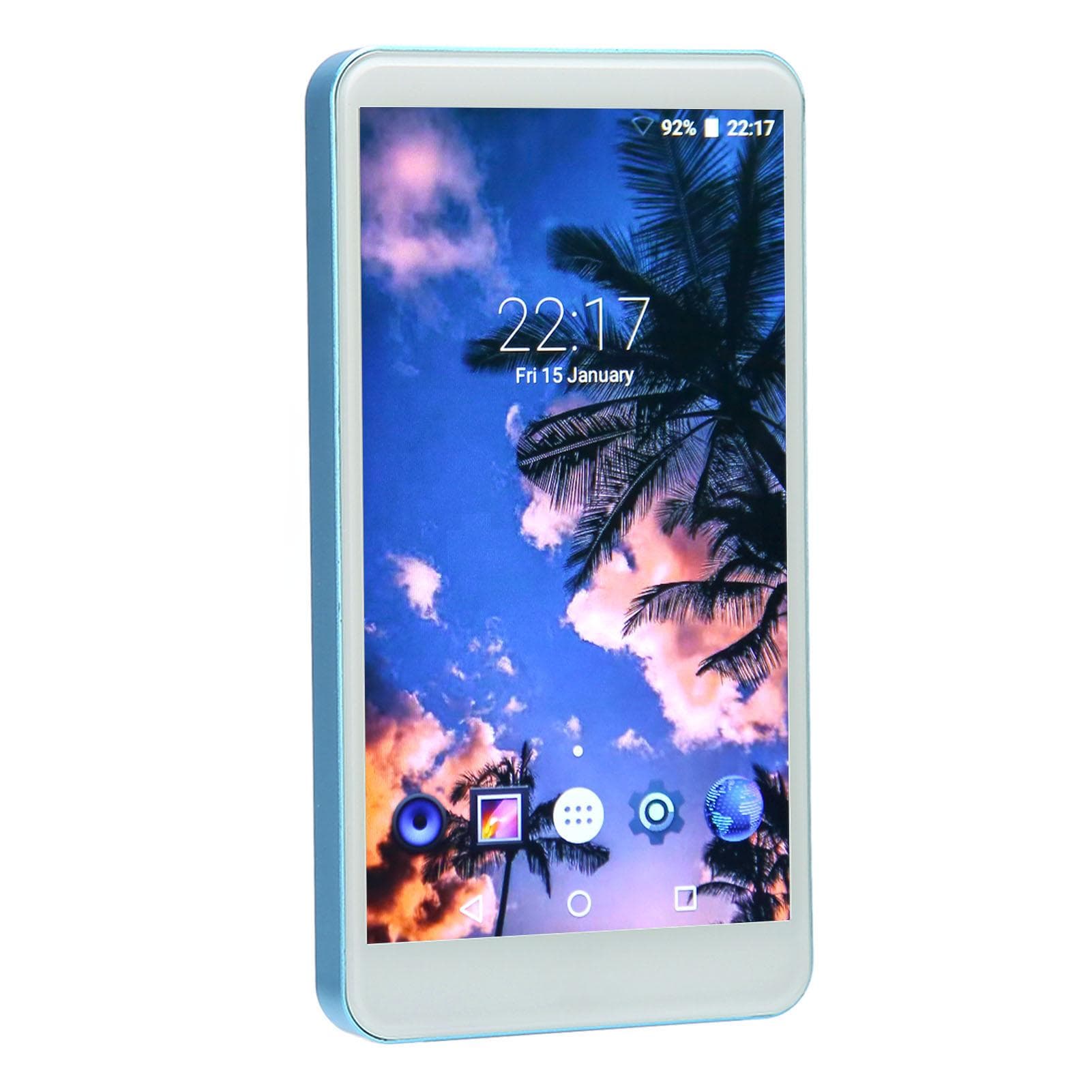 MP4 Player with Bluetooth and WiFi 5.0 Inch Full Touch Screen Noise Reduction Photo Support blue