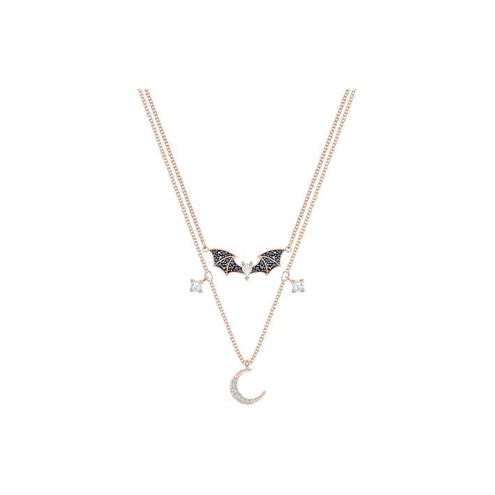 Swarovski Mysterious Bat Moon Double Chain Necklace Women necklace Rose-Gold 5491565 Box (Random Color)