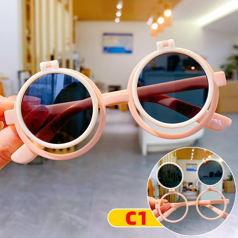 Kids Flip Frame Sunglasses UV400 Protection Cartoon Sunshade Eyewear for Boys Girls Summer Beach Party Favor Age 0 -10