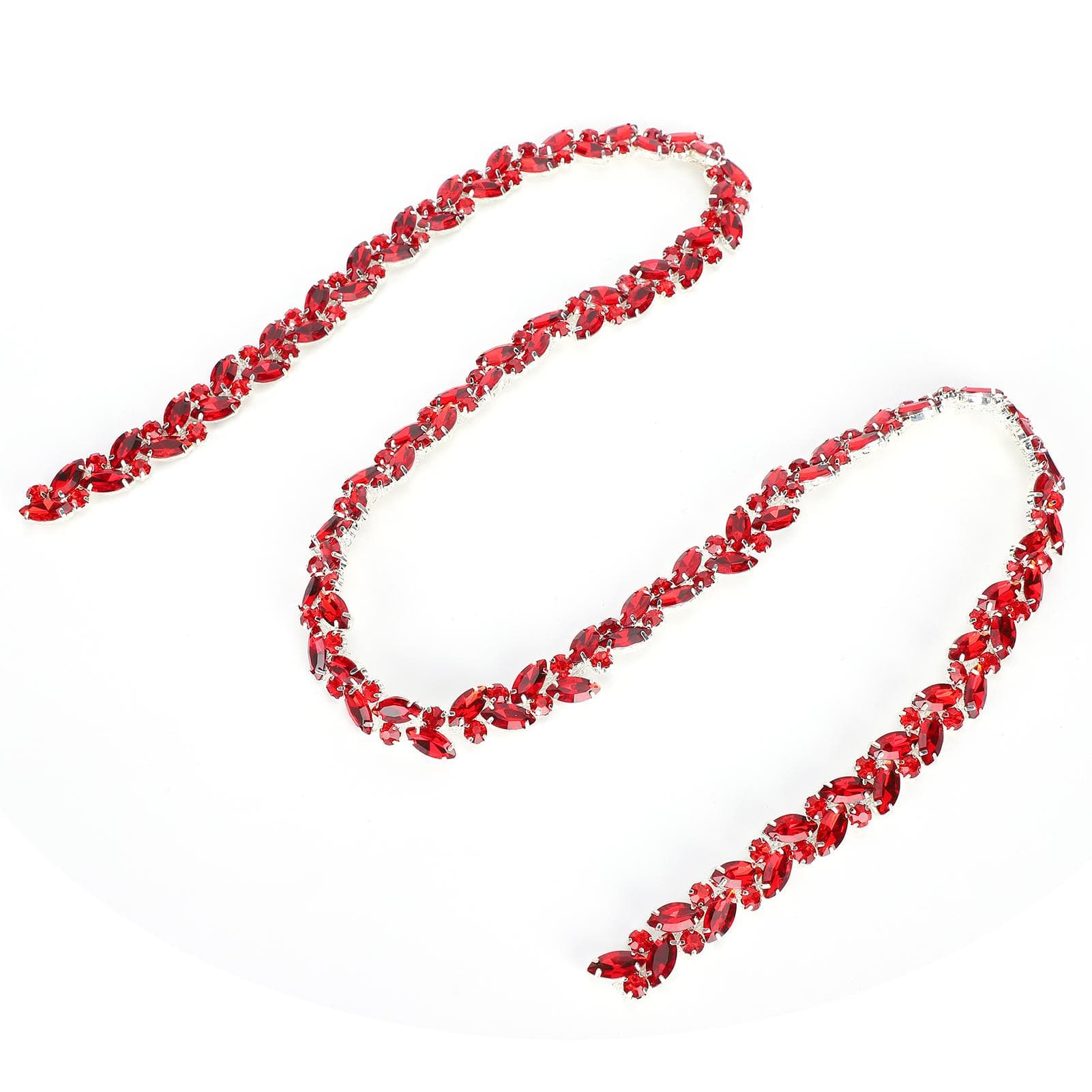 Horse Eye Flower Chain Glass Diamond DIY Shoelace Clothing Decoration AccessoriesBig Red red