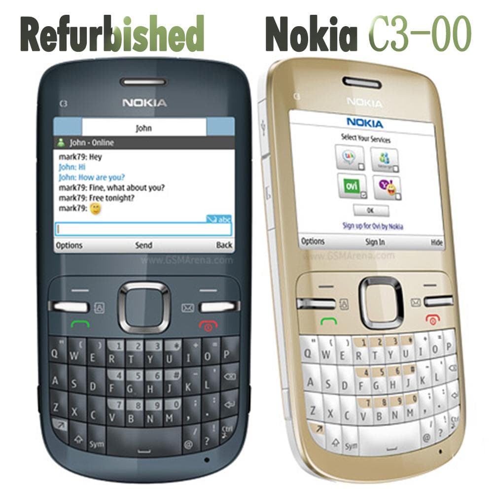 Refurbished Nokia Original Nokia C3-00 Mobile Phone With 1 SIM 1 Battery 1 Charger gold