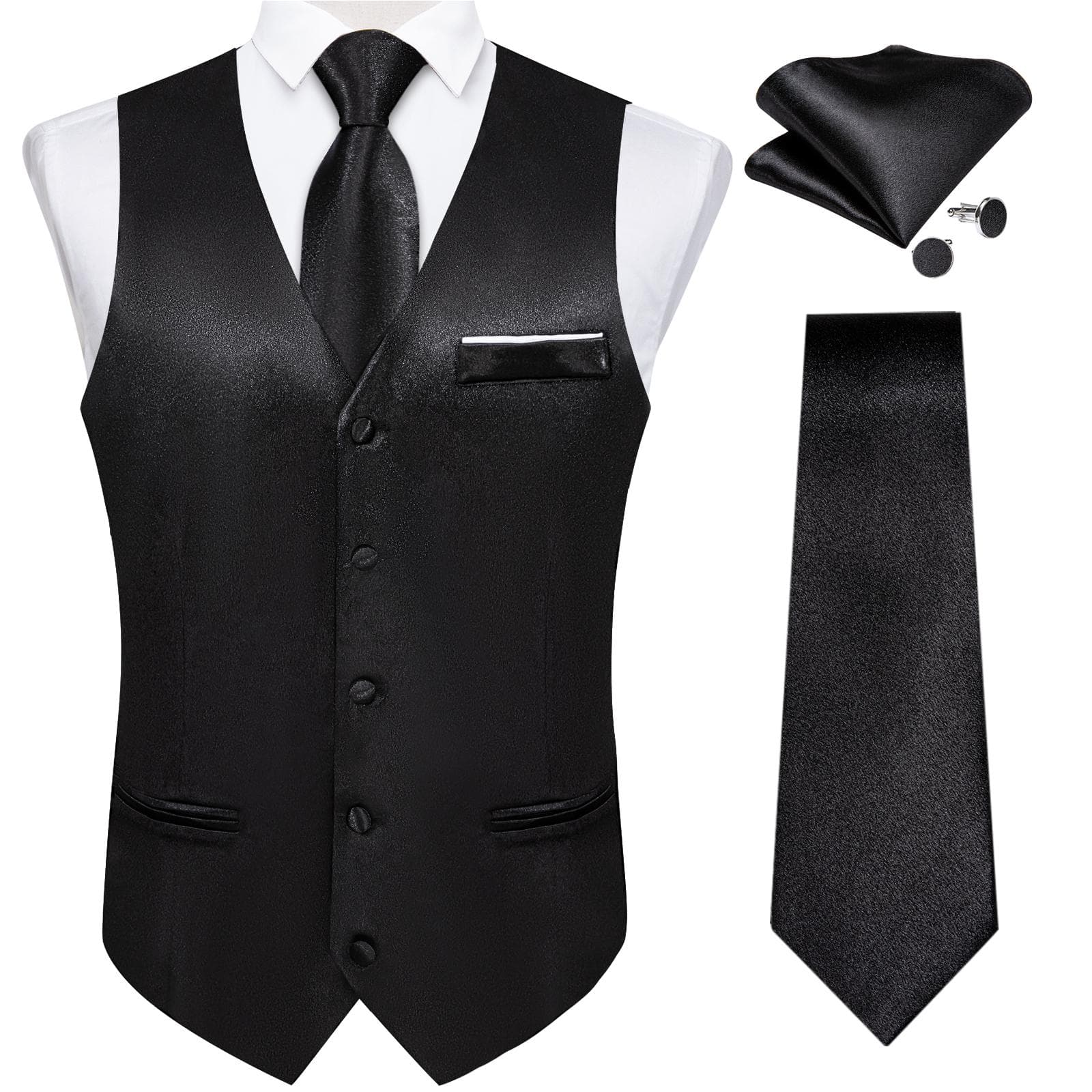 Dibangu Mens Yellow Paisley Vest Suit Waistcoat Hanky Cufflinks Tie Set Wedding S