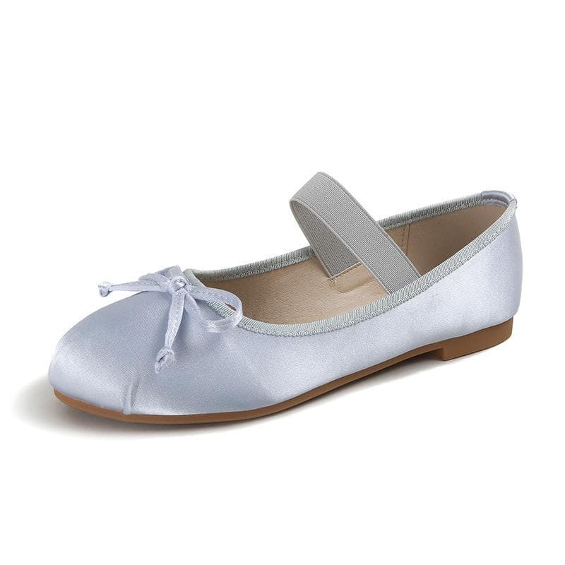 Bowknot Silk Satin Mary Jane Ballet Women's Single Shoes 37