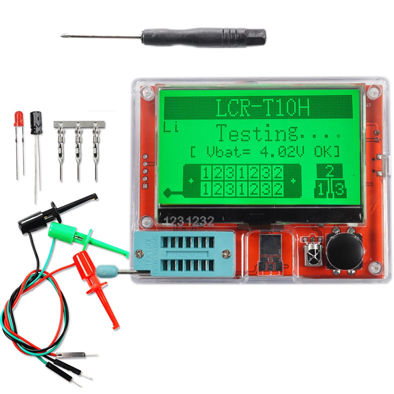 LCR-T10H Transistor Meter Multi-Function Capacitance Resistance Tester Large Screen Graphic Display Dry Battery Version red