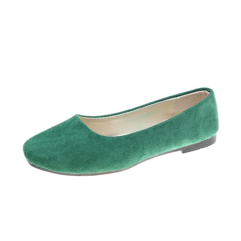 Women Girls Solid Plus Size Slip On Flat Shallow Comfort Casual Single Shoes 19 Colour 40 green