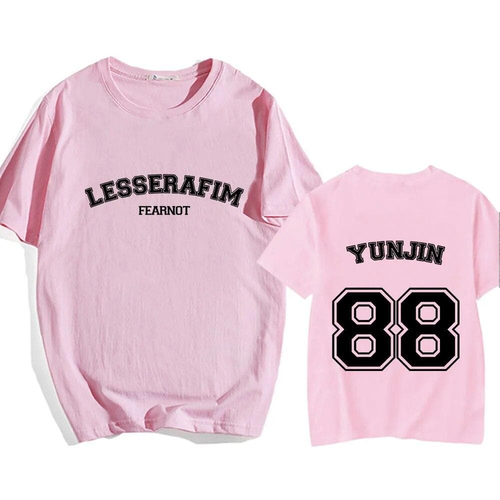 LE SSERAFIM YUNJIN 88 T-shirts for Unisex/Women Cotton Comfortable High Quality Tee-shirt Kpop Band Graphic Printing Tshirts Male M