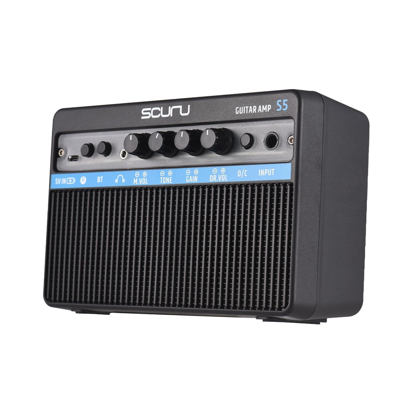 Scuru 16W Small Electric Guitar Amp Portable Guitar Practice Speaker Built-in Distortion Effect black