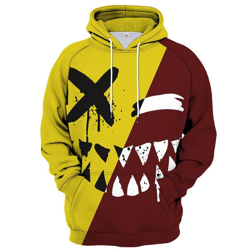 2023 Color Block Funny Smiling 3D Print Boys Casual Pullover Hooded Long Sleeve Sweatshirt For Spring Fall Kids Tops Outdoor 160