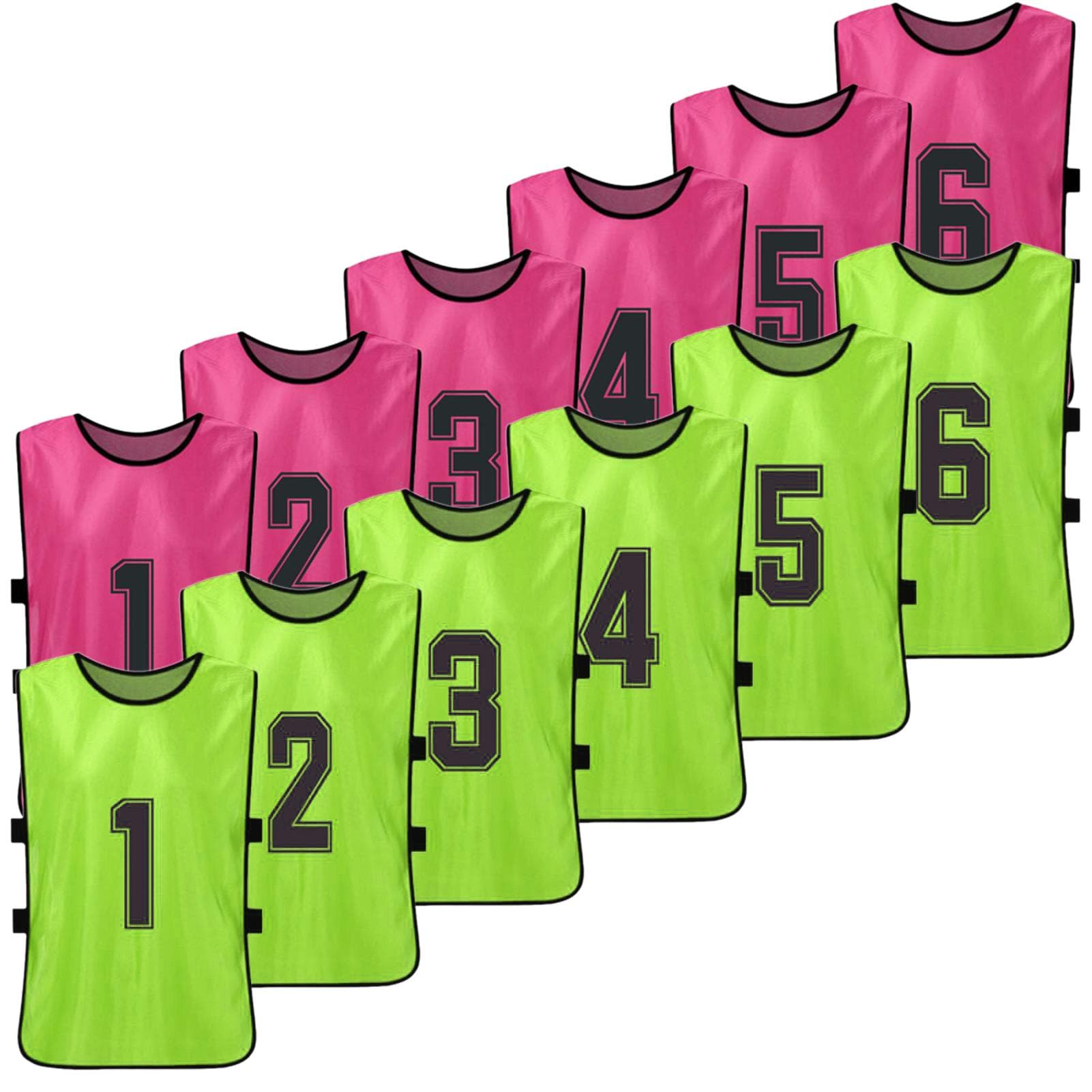 12 PCS Kid's Football Pinnies 2 Colors Quick Drying Soccer Jerseys Youth Sports Scrimmage M