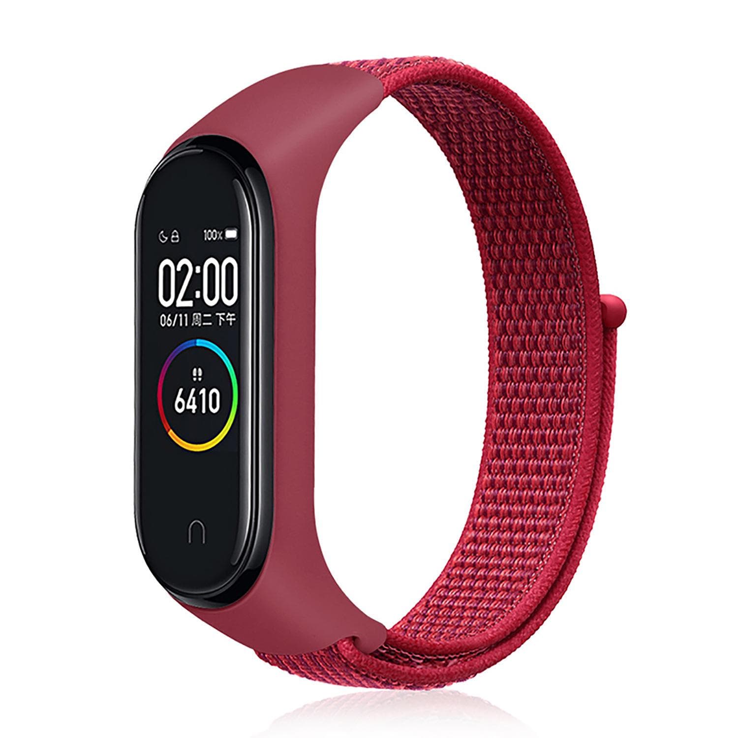 For Mi Band 5 6 7 Colorful Soft Nylon Strap For Xiaomi MI Band 5 NFC Strap Smart Bracelet Replacement red