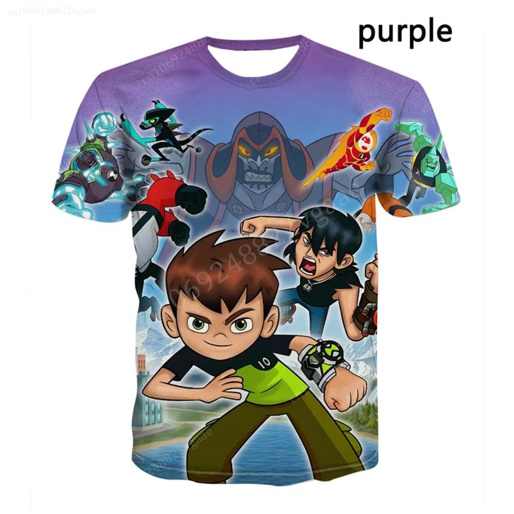 Summer Ben Tennyson 10 T Shirt Cartoon Boys Girls Tshirt Children's Clothing Kids Clothes Tee Shirts Costume Training Uniform 140cm