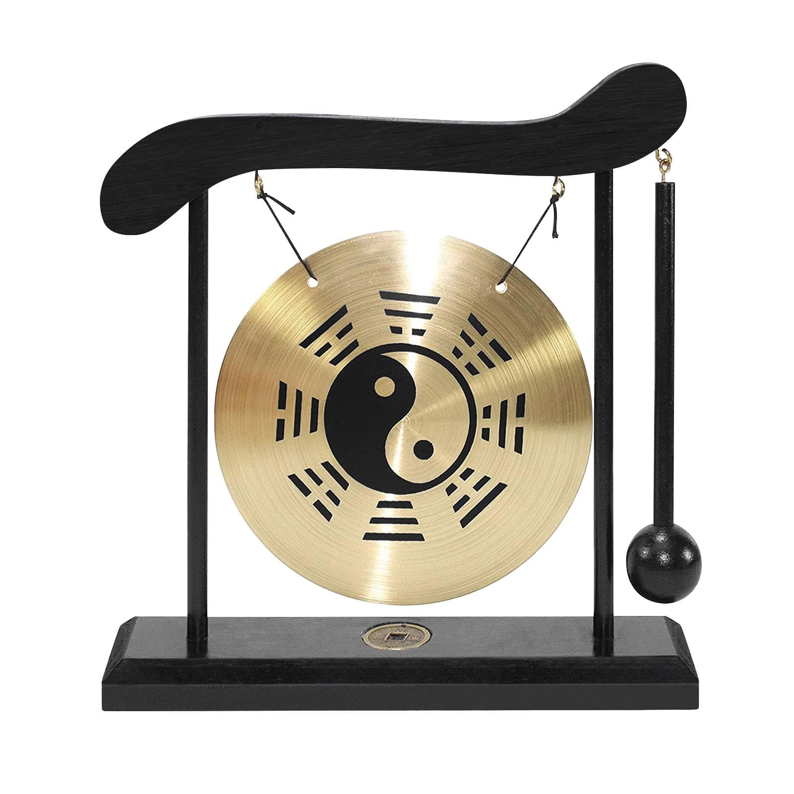 Mini Desktop Gong Table Wind Chime Percussion Instruments with Mallet for Home Decor Housewarming Chinese Gossip Chart